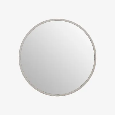 The Range Saska Medium Antique Silver Round Wall Mirror - Silver