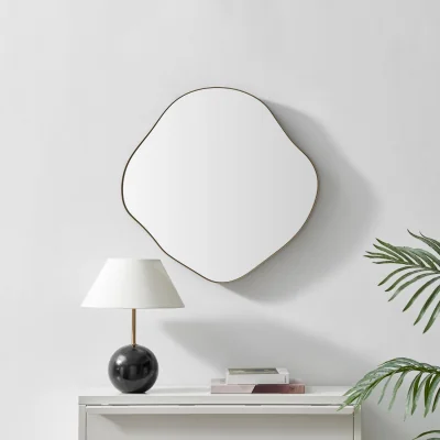 The Range Vita Metal Small 60x60cm Pebble Shape Wall Mirror - Gold