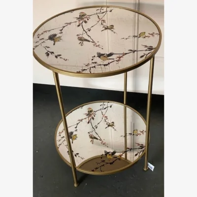 Rockett St George Gold Beautiful Birds Mirror Side Table - SECONDS