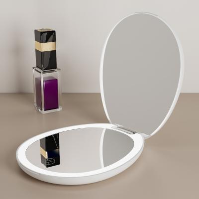 The Range Oval Rechargeable LED Travel Makeup Mirror - White