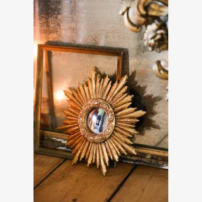 Rockett St George Antique Gold Small Star Convex Mirror