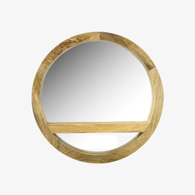 The Range Solid Mango Wood Round Wall Mirror Light Oak - Brown