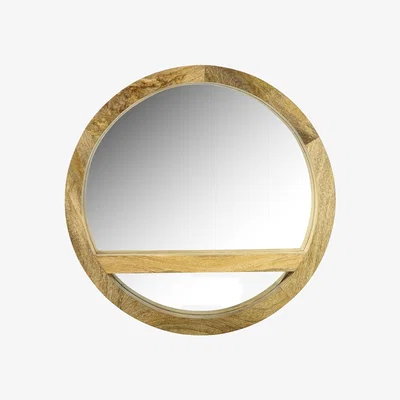The Range Solid Mango Wood Round Wall Mirror Light Oak - Brown