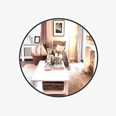 The Range Wall Mounted Round Mirror - black