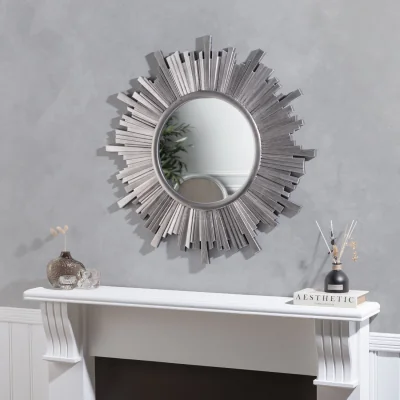 The Range Starburst Metallic Stepped Edge Mirror - Silver