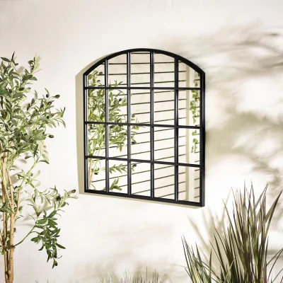 The Range Hinton Medium Arched Window 70x70cm Garden Mirror - Black