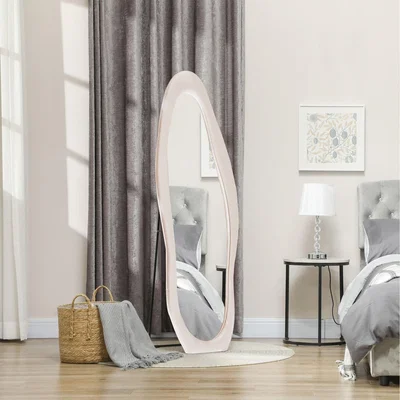 The Range HOMCOM Irregular Full Length Mirror with Velvet Frame 831-860V70WR - Pink