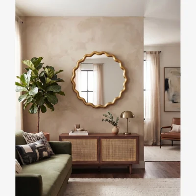 The Range Round Wave Edge Gold Wall Mirror 49.5Cm - Golden