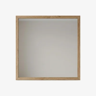 The Range Decortie Mars Square Wall Mirror With Wood-Effect Frame - Whiskey Oak