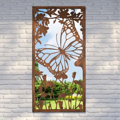 The Range Metal Butterfly Silhouette Rusted Garden Mirror - Bronze