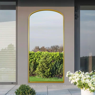 The Range Angustus Metal Outdoor Arched Garden Wall Mirror 170cm - Gold