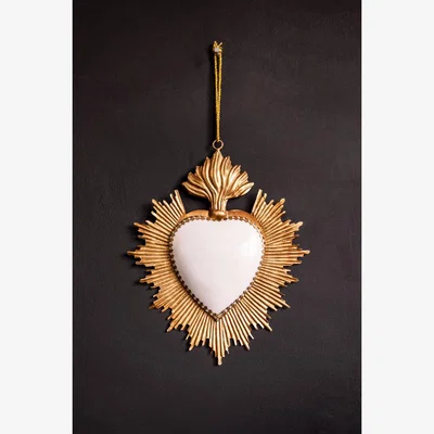 Rockett St George White Milagro Heart Wall Hanging Decoration