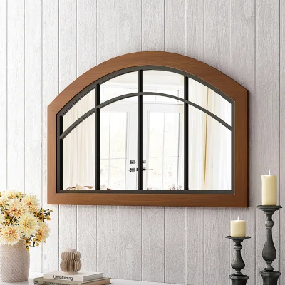 The Range Brown Wood Arch Wall Mirror - Brown
