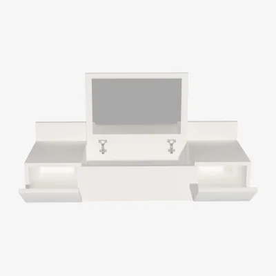The Range Bertus Wall Mounted Makeup Vanity Table with Mirror - White