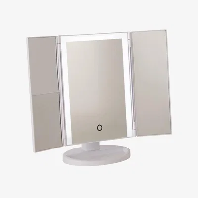 The Range LED Light Folding Mirror - Silver