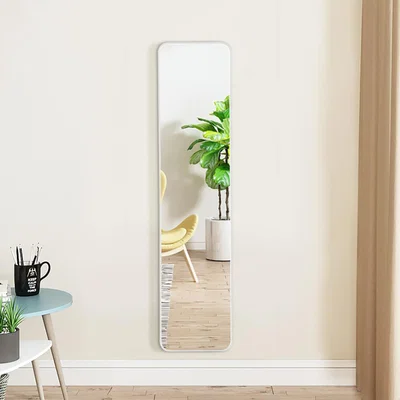 The Range Full Length Mirror for Hanging or Adhesive Mounting - White