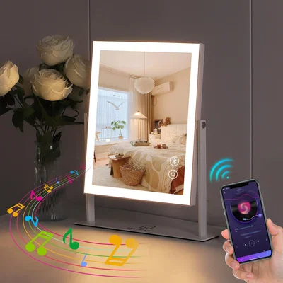 The Range FENCHILIN Bluetooth Hollywood LED Light Strip Vanity Mirror - Metal White