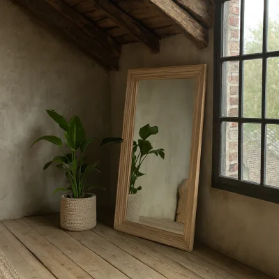 The Range Large Natural Washed Wood Framed Mirror - Brown