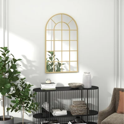 The Range HOMCOM Arch Mirror for Living Room  Window Wall Mirror for Home Decor - Gold Tone