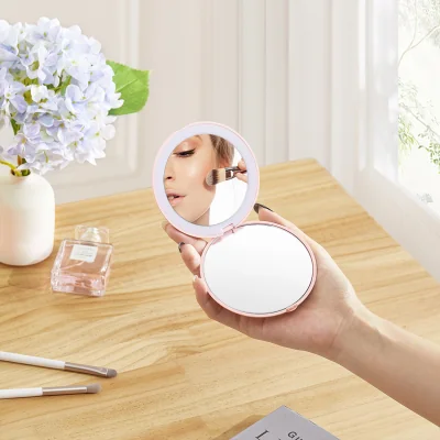 The Range Portable Double Sided Travel Mirror - Pink