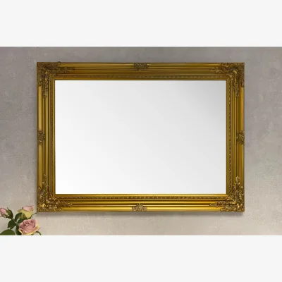 The Range Large Antique Gold Wood Frame Wall Mirror - Gold