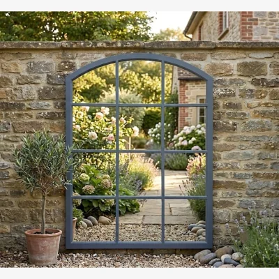 The Range Arched Top Window Grid Wall Mirror