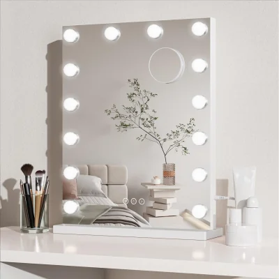 The Range Lighted Makeup Mirror with 14 Dimmable LED Bulbs, 3 Color Modes - White