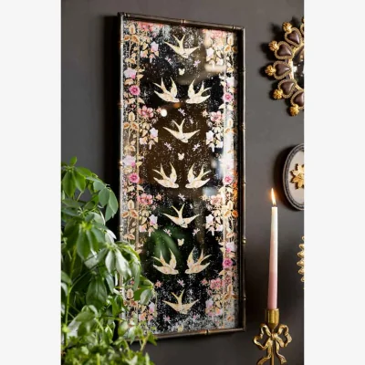 Rockett St George Beautiful Birds & Pink Flowers Decorative Mirror