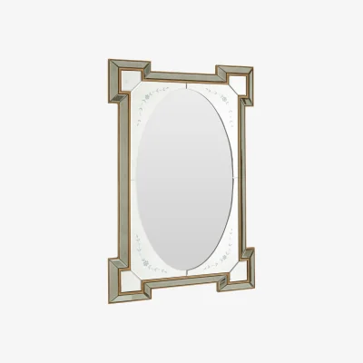 The Range Descartes Silver Grid Frame Wall Mirror - Gold