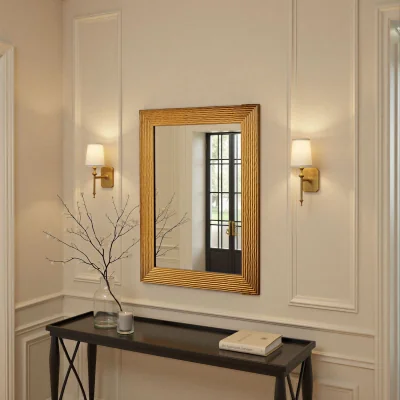 The Range Wave Framed Bevelled Wall Mirror - Gold