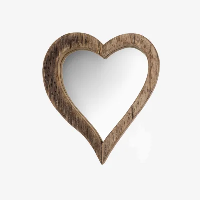 The Range Irregular Rustic Heart Shaped Wall Mirror - Brown