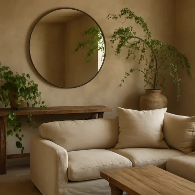 The Range Foundry Large Round Silver Metal Wall Mirror - Silver