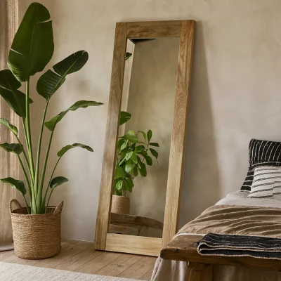 The Range California Large Mango Wood Framed Mirror - Brown