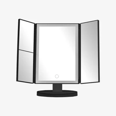 The Range Cassini Tri Fold Black LED Table Mirror