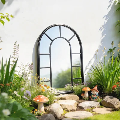 The Range Outsunny Arched Mirror, Decorative Wall Mirrors, Black - Black / 51cm