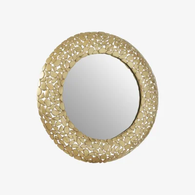 The Range Saska Small Antique Silver Round Wall Mirror - Gold