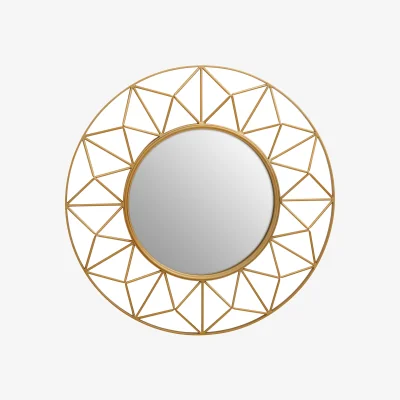 The Range Matera Sunburst Gold Finish Metal Frame Round Wall Mirror - Gold