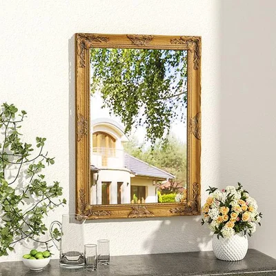 The Range Hand Carved Wall Floor Ornate Glass Mirror Wooden Frame - Golden / 70cm / 100cm