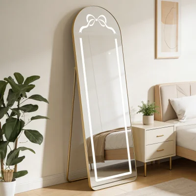 The Range Standing LED Bow Mirror - Gold