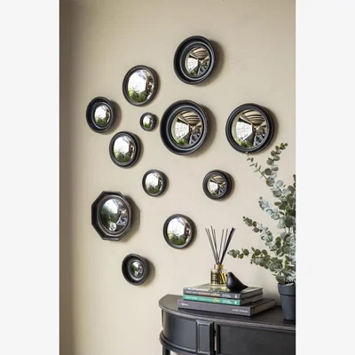 Rockett St George Set of 12 Black Convex Framed Mirrors