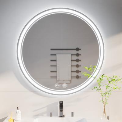 The Range Round Bathroom Mirror with Anti-Fog Function and Touch Screen - White