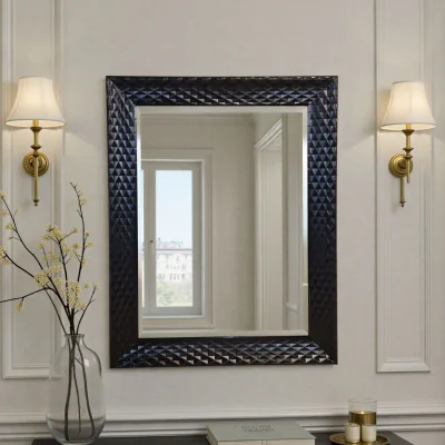 The Range Diamond Bevelled Framed Mirror - Black