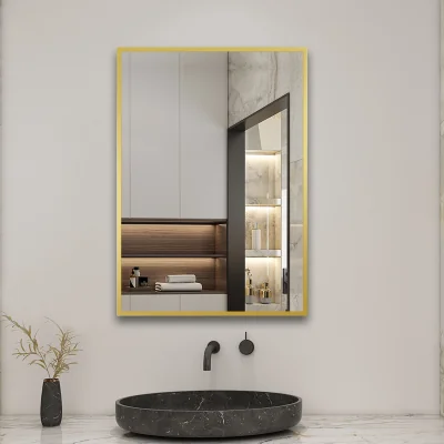 The Range Gold Framed Wall Mirror Rectangle for Bathroom Bedroom - Gold