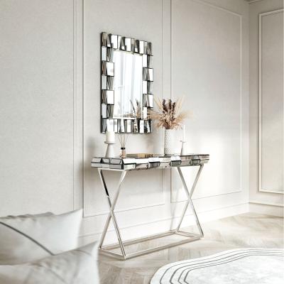 The Range Knightsbridge Rectangle Mirror and Console  - Grey Silver