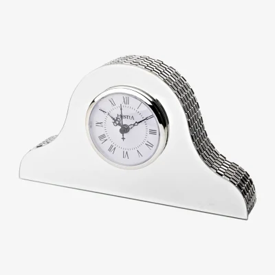 The Range Hestia Glass Mirror Napoleon Mantel Clock - Silver