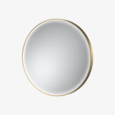 The Range Round Inset Framed LED Touch Sensor Mirror - 800mm - Brushed Brass - Brushed Brass
