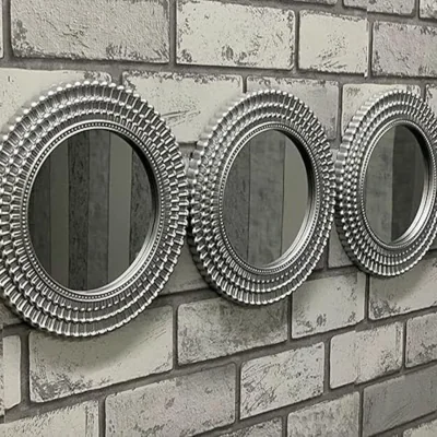 The Range Set Of 3 Silver Moroccan Art Round Wall Mirror 25 Cm - Silver