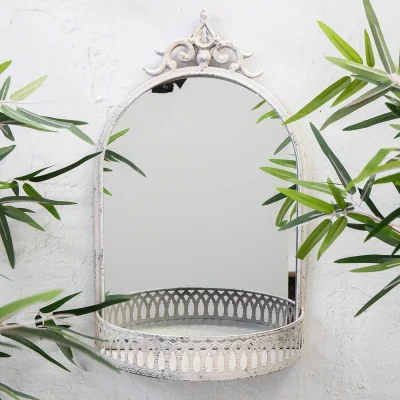 The Range White Metal Garden Mirrors Display Shelf (6505) - Large - White / 430mm
