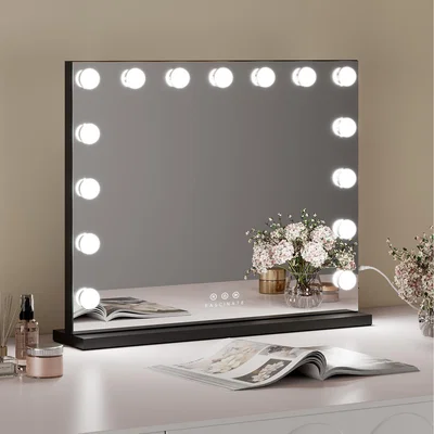 The Range FASCINATE Hollywood Vanity 15 Bulb Dimmable Mirror - Black