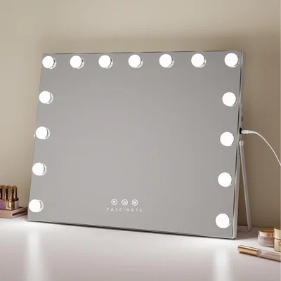The Range FASCINATE Hollywood LED Vanity Mirror with Dimmable Lights and Charging - White